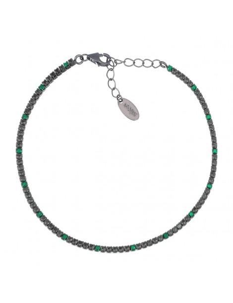 Amen | Tennis Mania | Bracciale tennis in argento 925‰ rutenio con zirconi neri e verdi | BT1NNVE17