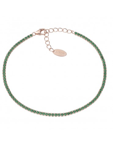 Amen | Tennis Mania | Bracciale tennis in argento 925‰ rosato con zirconi verdi | BT1RVE17