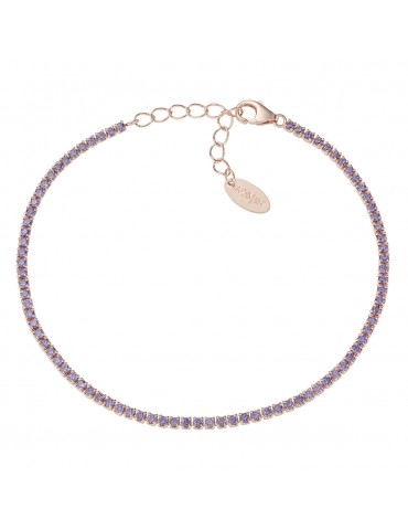 Amen | Tennis Mania | Bracciale tennis in argento 925‰ rosato con zirconi viola | BT1RVI17