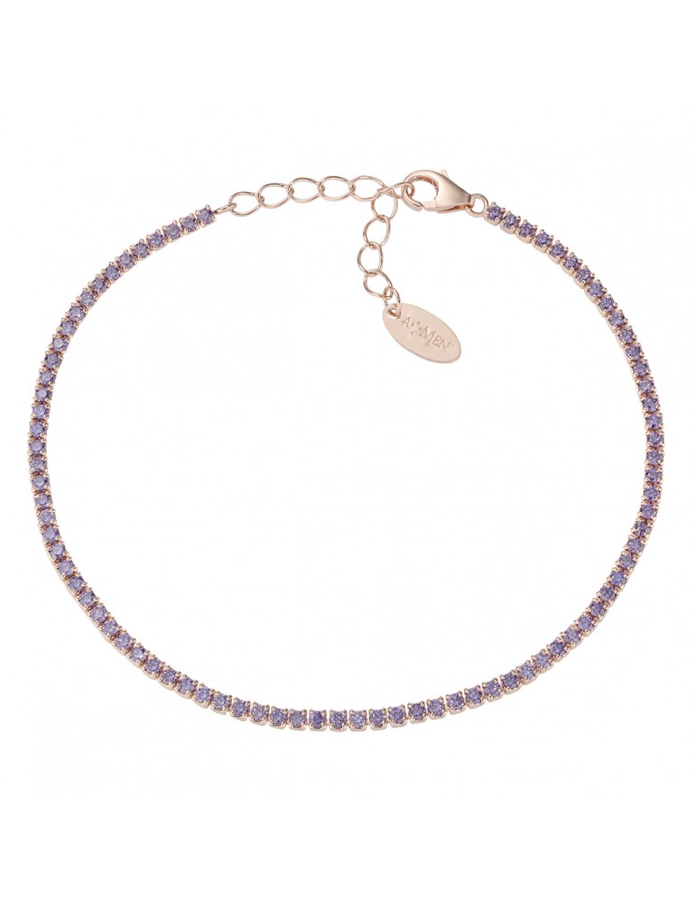 Amen | Tennis Mania | Bracciale tennis in argento 925‰ rosato con zirconi viola | BT1RVI17