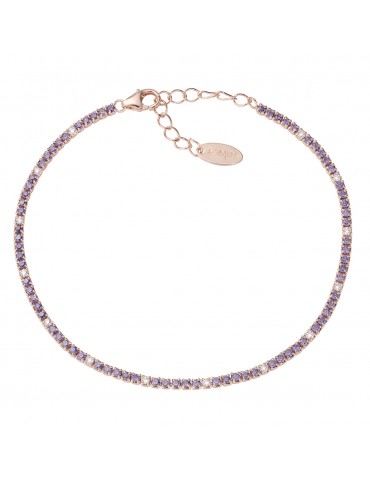 Amen | Tennis Mania | Bracciale tennis in argento 925‰ rosato con zirconi viola e bianchi | BT1RVIB17