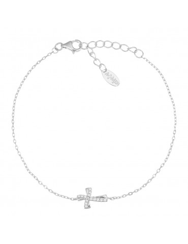 Amen | Croci | Bracciale in argento 925‰ con croce e zirconi bianchi | BRCROBBZ