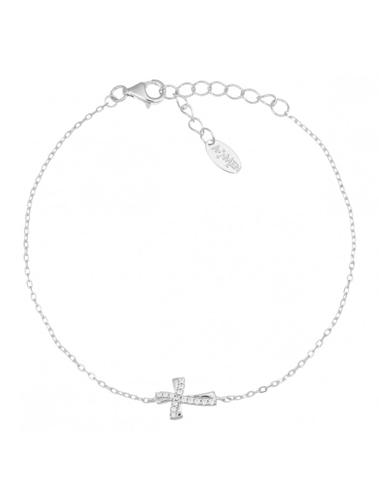 Amen | Croci | Bracciale in argento 925‰ con croce e zirconi bianchi | BRCROBBZ