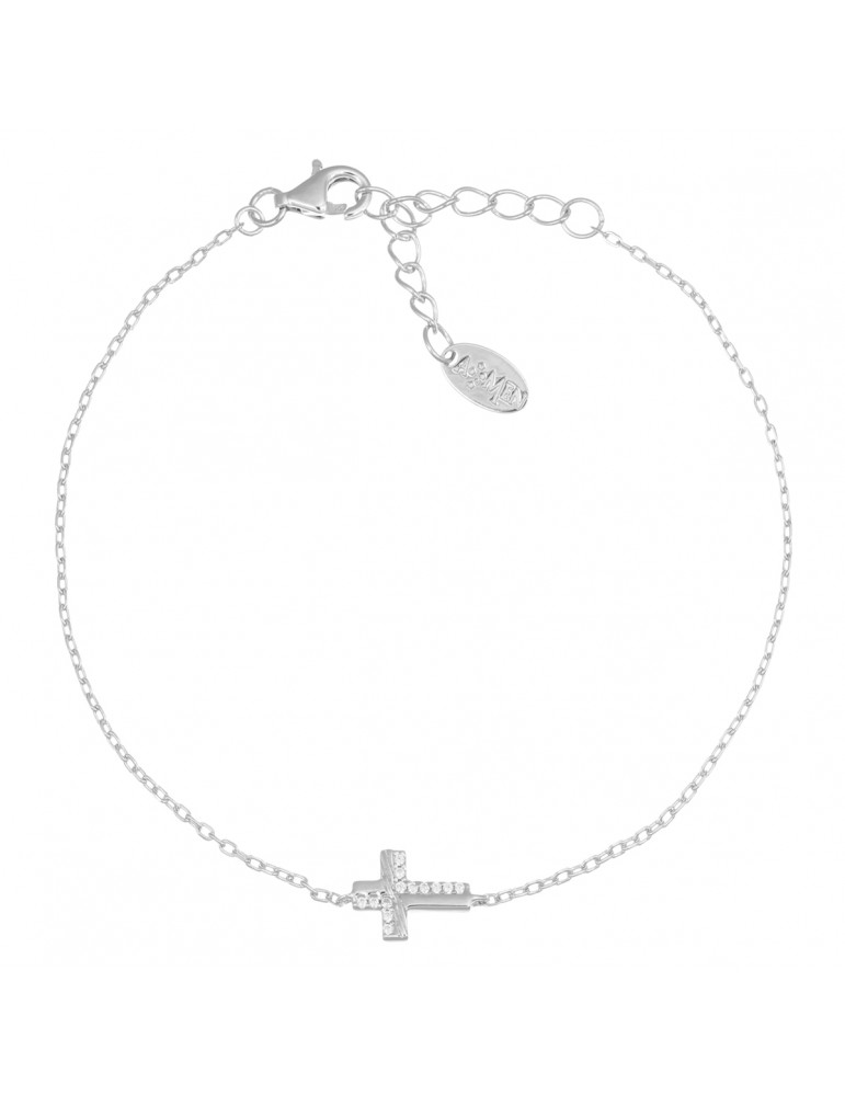 Amen | Croci | Bracciale in argento 925‰ con croce e zirconi bianchi | BRCROCBBZ