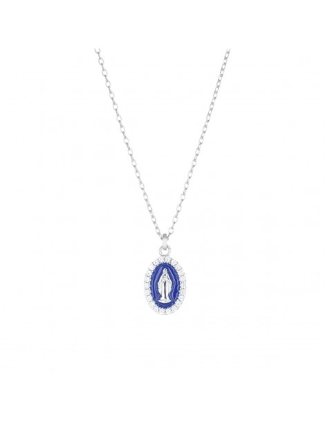 Amen | Miracolosa | Collana in argento 925‰ con medaglia miracolosa e zirconi bianchi | CLMISMBBL