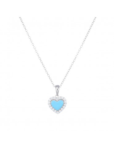 Amen | Gioia Di Mamma | Collana in argento 925‰ con cuore smaltato e zirconi bianchi | CLPCUSMBBAZ