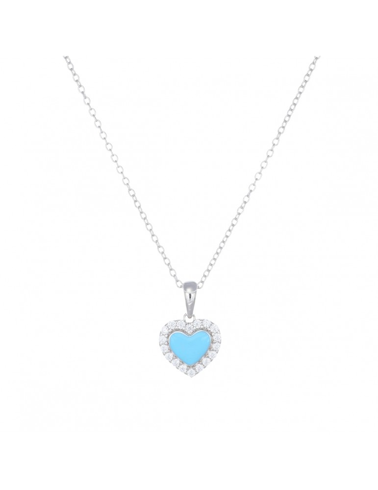 Amen | Gioia Di Mamma | Collana in argento 925‰ con cuore smaltato e zirconi bianchi | CLPCUSMBBAZ