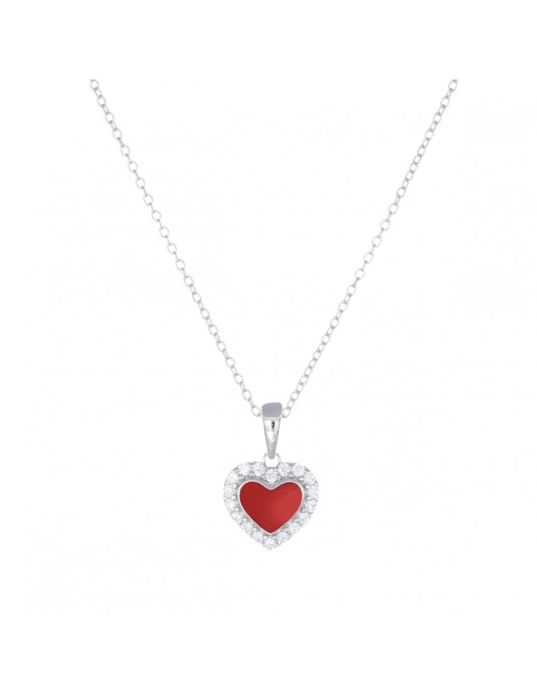 Amen | Gioia Di Mamma | Collana in argento 925‰ con cuore smaltato e zirconi bianchi | CLPCUSMBBRZ