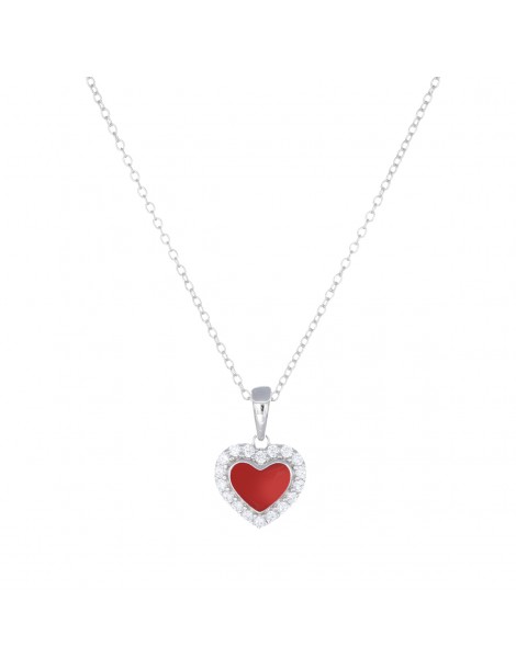 Amen | Gioia Di Mamma | Collana in argento 925‰ con cuore smaltato e zirconi bianchi | CLPCUSMBBRZ