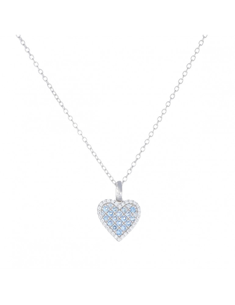 Amen | Gioia Di Mamma | Collana in argento 925‰ con cuore in pavè di zirconi bianchi e azzurri | CLPCUBBAZ