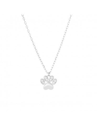 Amen | Coccole Luxury | Collana in argento 925‰ con zampetta e zirconi bianchi | CLZABBZ