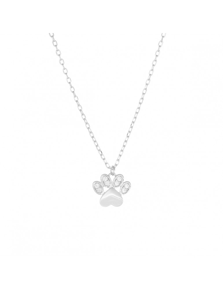 Amen | Coccole Luxury | Collana in argento 925‰ con zampetta e zirconi bianchi | CLZABBZ