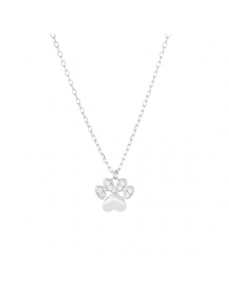 Amen | Coccole Luxury | Collana in argento 925‰ con zampetta e zirconi bianchi | CLZABBZ