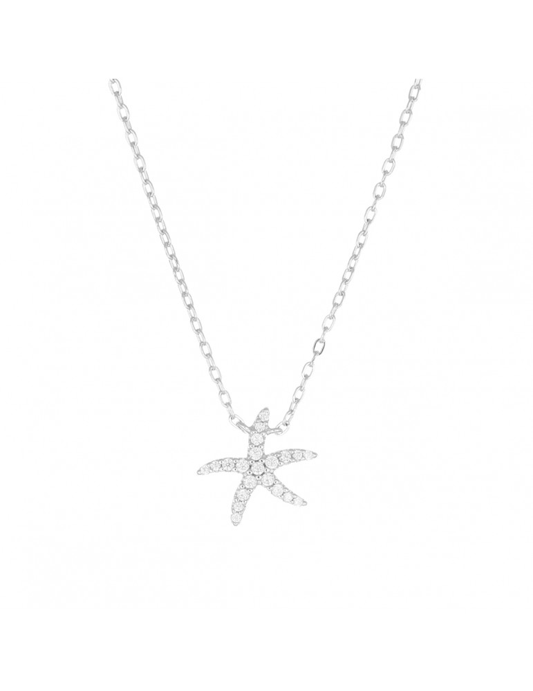 Amen | Coccole Luxury | Collana in argento 925‰ con stella marina e zirconi bianchi | CLSFBBZ