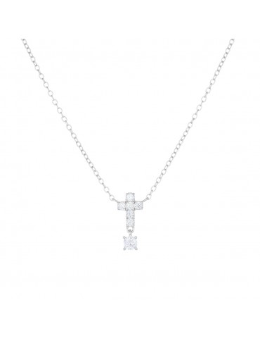 Amen | Croci | Collana in argento 925‰ con croce e zirconi bianchi | CLPCBBZ