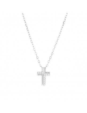 Amen | Croci | Collana in argento 925‰ con croce e zirconi bianchi | CLCROCBBZ