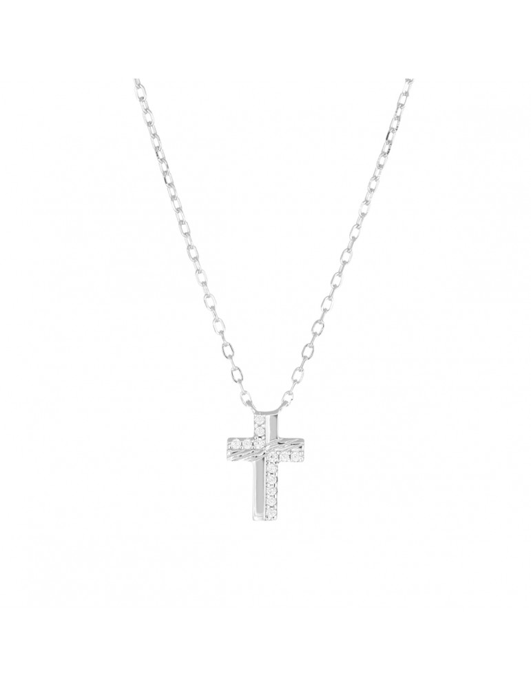 Amen | Croci | Collana in argento 925‰ con croce e zirconi bianchi | CLCROCBBZ