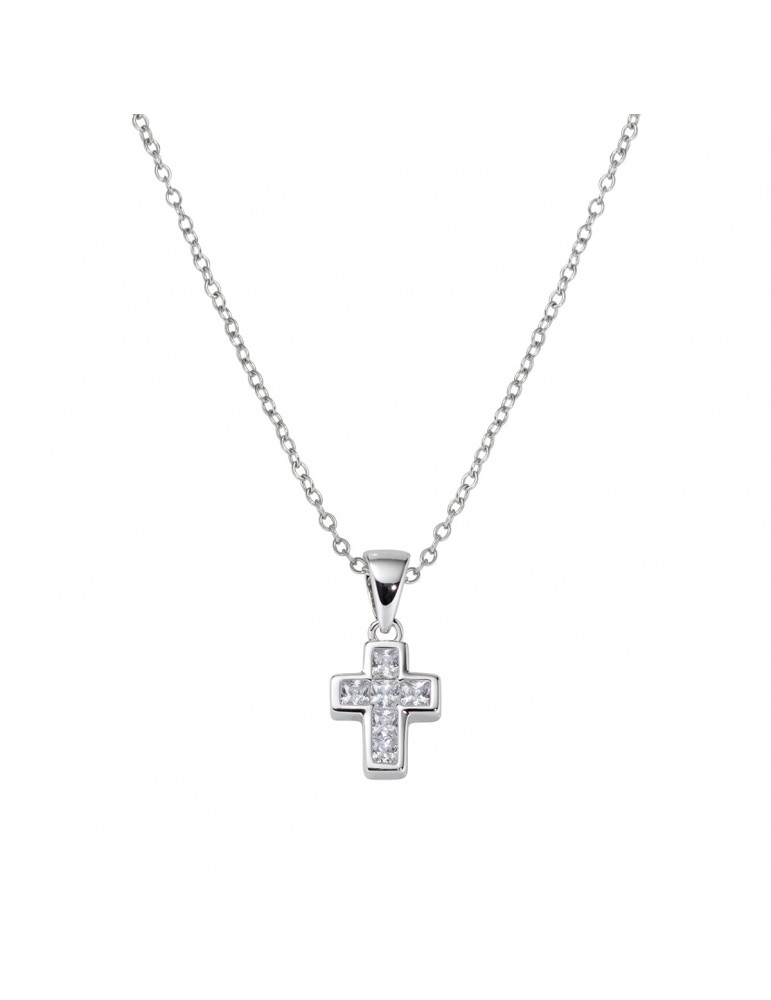 Amen | Croci | Collana in argento 925‰ con croce e zirconi bianchi | CLCCBBZ3