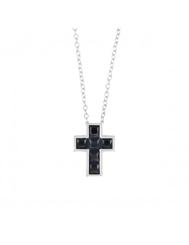 Amen | Croci | Collana in argento 925‰ con croce e zirconi neri | CLPCCBBNZ