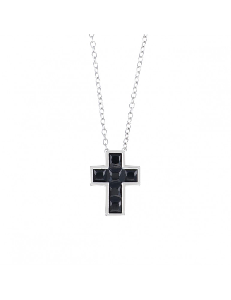 Amen | Croci | Collana in argento 925‰ con croce e zirconi neri | CLPCCBBNZ