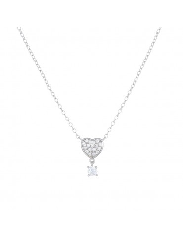 Amen | Coccole Luxury | Collana in argento 925‰ con cuore e zirconi bianchi | CLPHBBZ