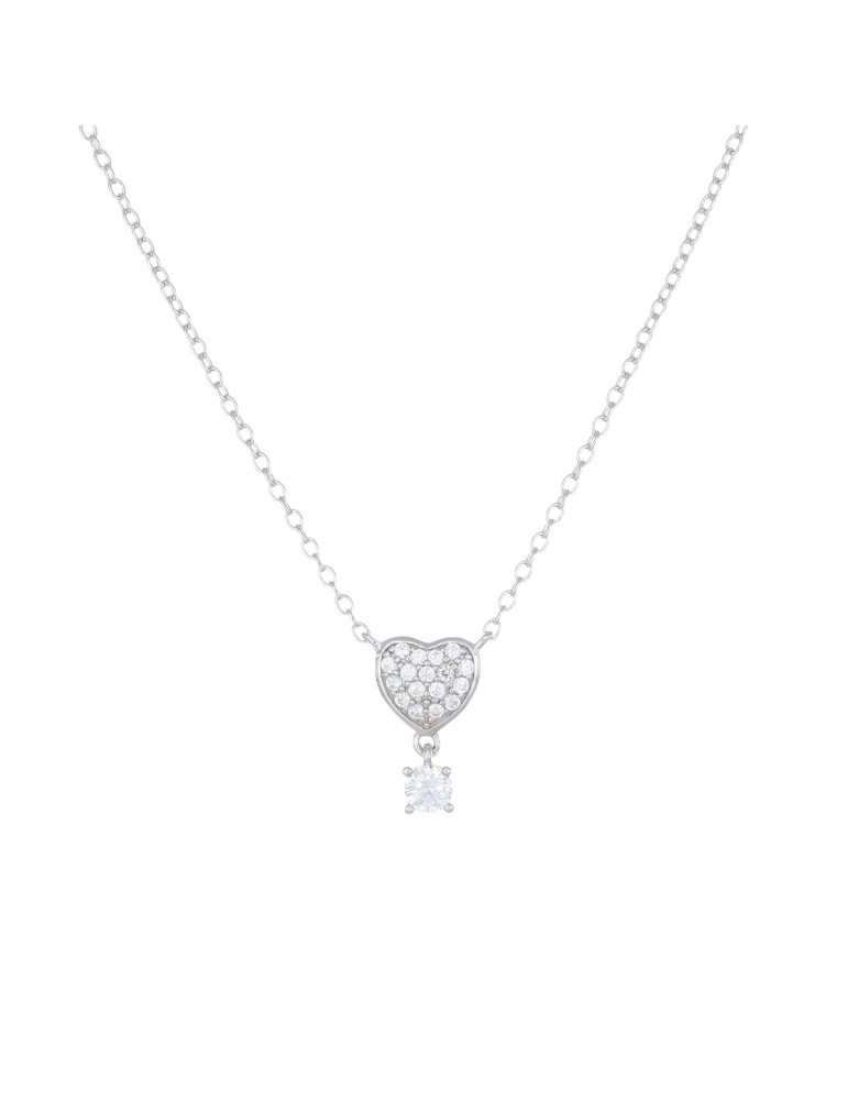 Amen | Coccole Luxury | Collana in argento 925‰ con cuore e zirconi bianchi | CLPHBBZ