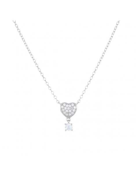 Amen | Coccole Luxury | Collana in argento 925‰ con cuore e zirconi bianchi | CLPHBBZ