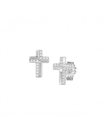 Amen | Croci | Orecchini in argento 925‰ con croci in zirconi bianchi | ECROCBBZ