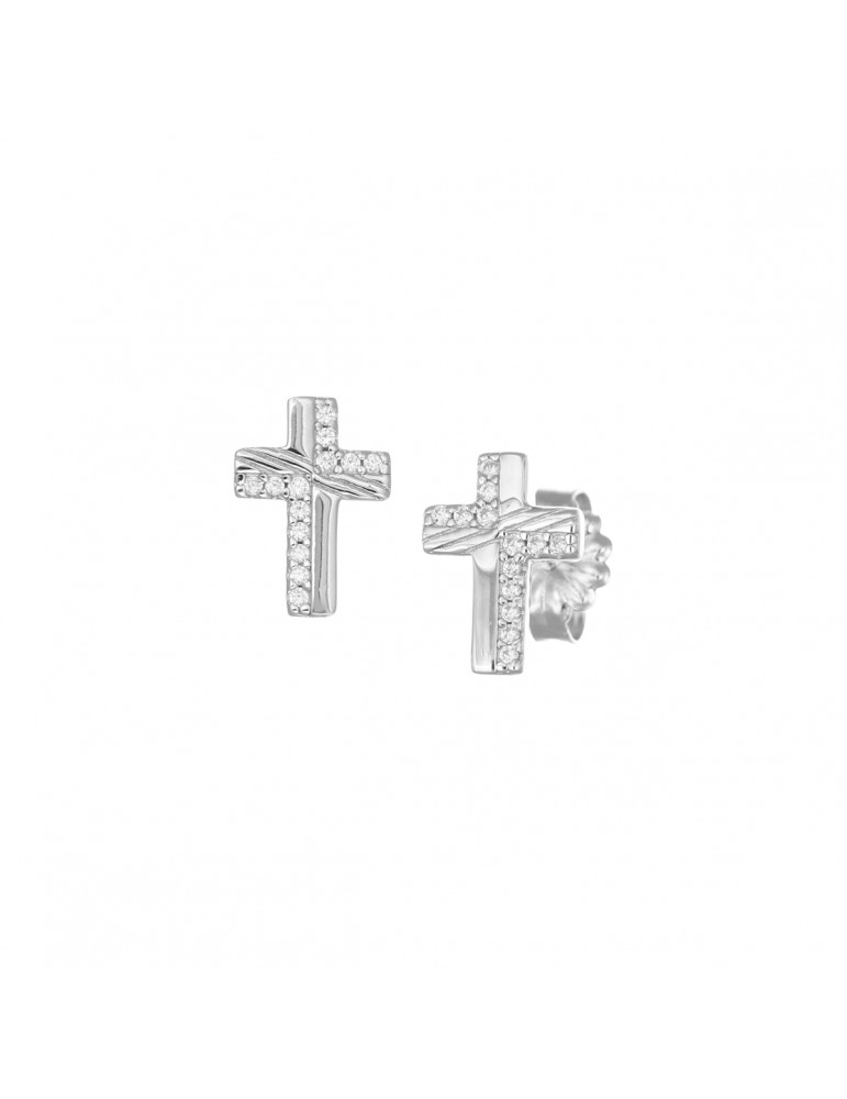 Amen | Croci | Orecchini in argento 925‰ con croci in zirconi bianchi | ECROCBBZ