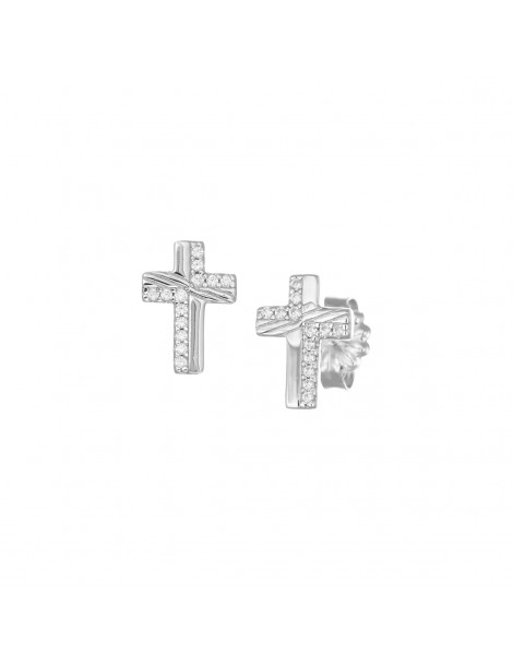 Amen | Croci | Orecchini in argento 925‰ con croci in zirconi bianchi | ECROCBBZ