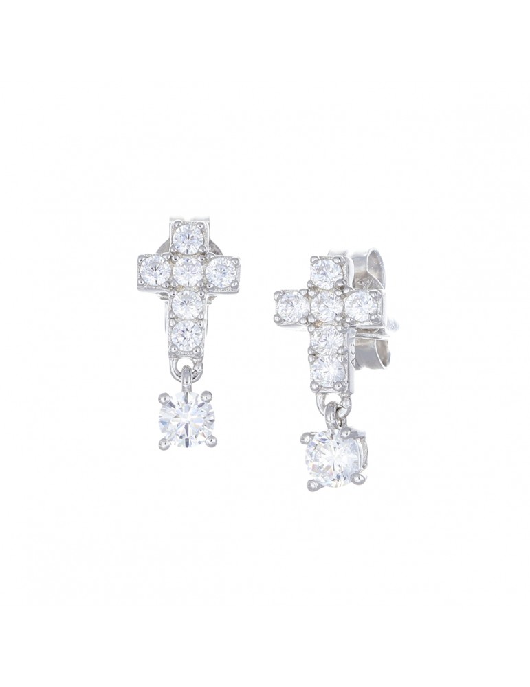 Amen | Coccole Luxury | Orecchini in argento 925‰ con croci e zirconi bianchi | EPCBBZ