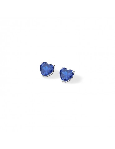 Ambrosia | Colore | Orecchini in Oro 750‰ con cuore in zircone blu | AOZ 464