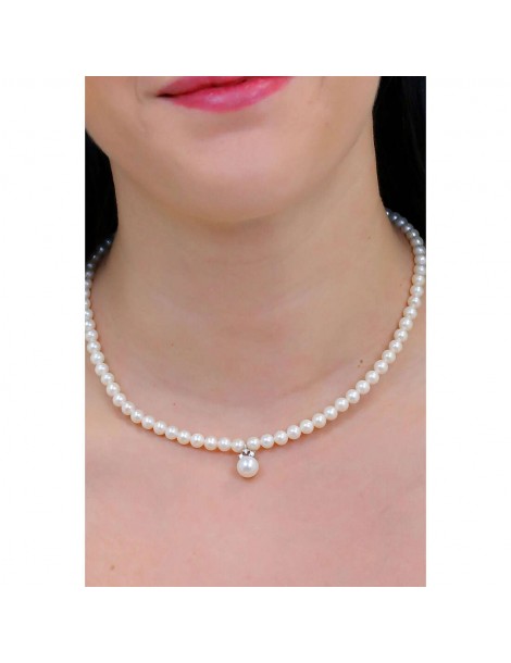 Comete Gioielli | Luce | Collana in Oro 750‰ con Diamanti E Perle coltivate acqua dolce | FWQ 127