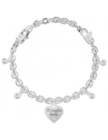 Kidult | Cuore | Ti Voglio Bene | Bracciale in acciaio con ciondolo a cuore | 732278