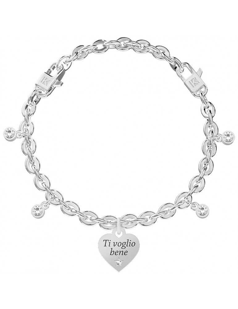 Kidult | Cuore | Ti Voglio Bene | Bracciale in acciaio con ciondolo a cuore | 732278