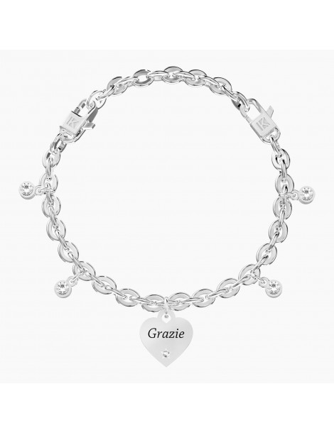 Kidult | Cuore | Grazie | Bracciale in acciaio con ciondolo a cuore | 732279