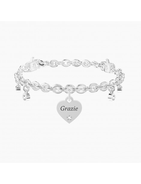 Kidult | Cuore | Grazie | Bracciale in acciaio con ciondolo a cuore | 732279