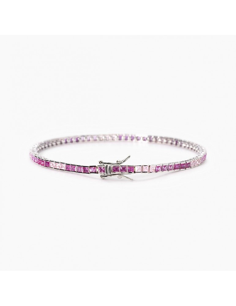 Mabina gioielli | Tennis Club | Bracciale tennis in argento 925‰ con zirconi rosa e tormalina rosa | 533880