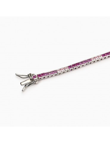 Mabina gioielli | Tennis Club | Bracciale tennis in argento 925‰ con zirconi rosa e tormalina rosa | 533880