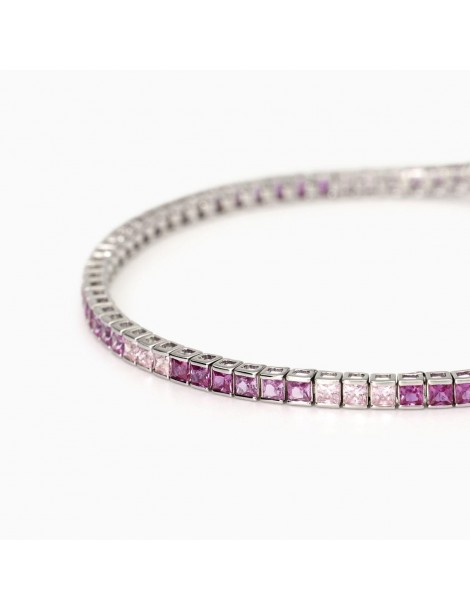 Mabina gioielli | Tennis Club | Bracciale tennis in argento 925‰ con zirconi rosa e tormalina rosa | 533880