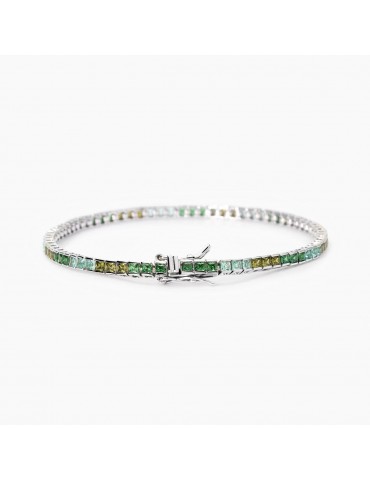 Mabina gioielli | Tennis Club | Bracciale tennis in argento 925‰ con zirconi mutlicolor verdi | 533882