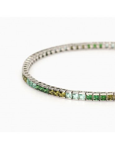 Mabina gioielli | Tennis Club | Bracciale tennis in argento 925‰ con zirconi mutlicolor verdi | 533882