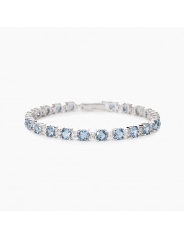 Mabina gioielli | Chapeau | Bracciale tennis in argento 925‰ con zirconi bianchi e acquamarina sintetica | 533906