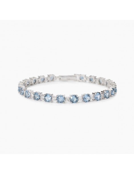 Mabina gioielli | Chapeau | Bracciale tennis in argento 925‰ con zirconi bianchi e acquamarina sintetica | 533906