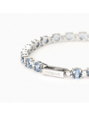 Mabina gioielli | Chapeau | Bracciale tennis in argento 925‰ con zirconi bianchi e acquamarina sintetica | 533906