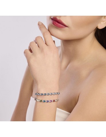 Mabina gioielli | Chapeau | Bracciale tennis in argento 925‰ con zirconi bianchi e acquamarina sintetica | 533906