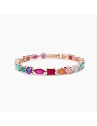 Mabina gioielli | Santorini | Bracciale in argento 925‰ rosato con fusion stone e cristallo di rocca | 533901