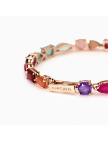 Mabina gioielli | Santorini | Bracciale in argento 925‰ rosato con fusion stone e cristallo di rocca | 533901