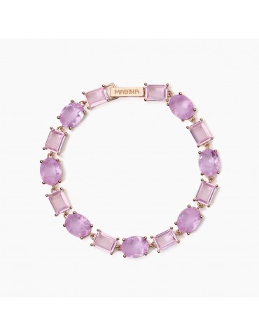 Mabina gioielli | Santorini | Bracciale in argento 925‰ rosato con fusion stone rosa | 533899