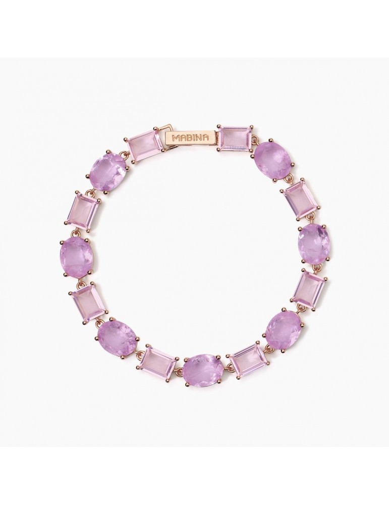 Mabina gioielli | Santorini | Bracciale in argento 925‰ rosato con fusion stone rosa | 533899